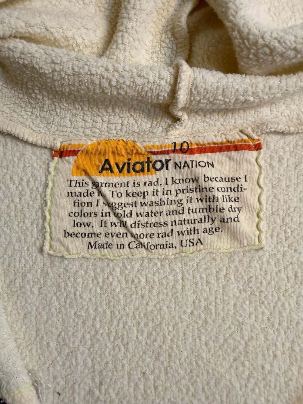 Aviator Nation 5 Stripe Zip Hoodie Size 10 White - Picture 3 of 6